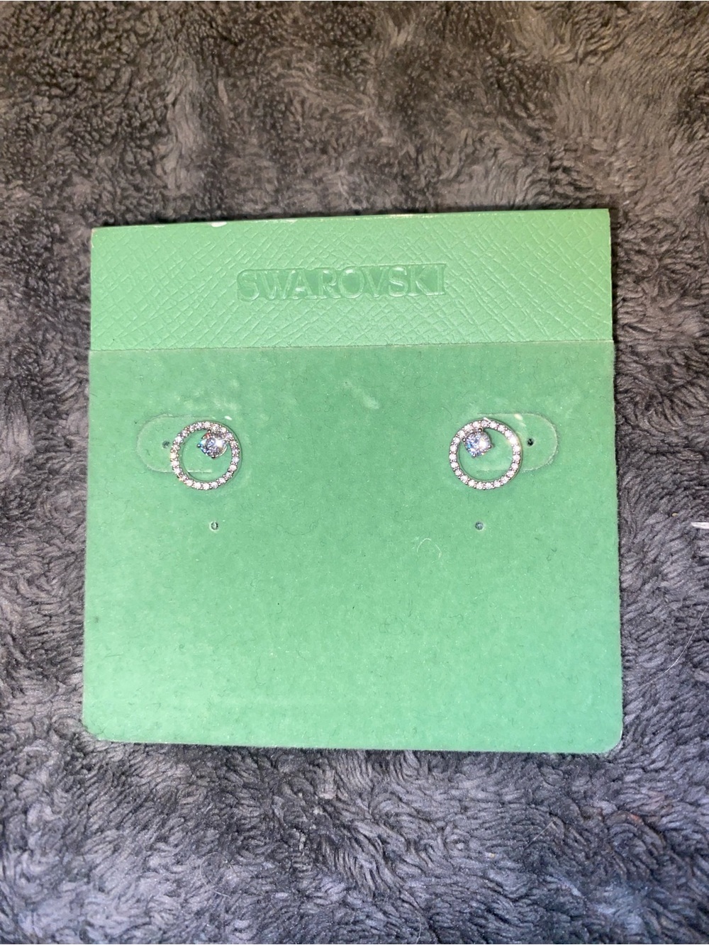 Swarovski Crystal Silver Circle Crystal Clear Stud Earrings $99 - Picture 2 of 4